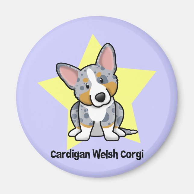 Imán Estrella de Kawaii Merle Cardigan Welsh Corgi (Frente)