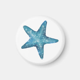 Imán Estrella de mar azul acuarela náutica