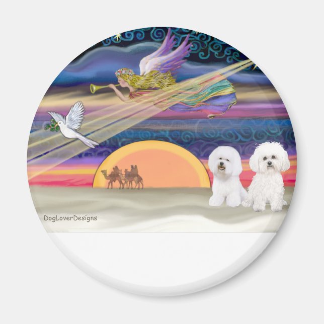 Imán Estrella de Navidad - Bichon Frise (dos) (Frente)
