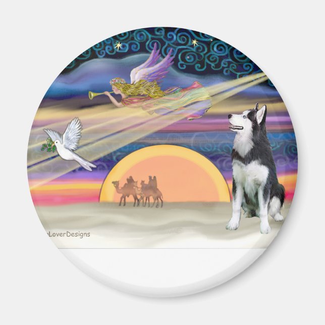 Imán Estrella de Navidad - Husky Siberiano 1 (Frente)