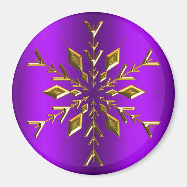 Imán Estrella de Navidades de oro hace Snowflake en Nav (Frente)