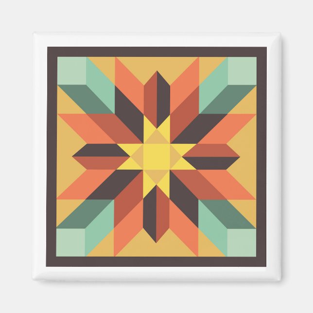 Imán Estrella de Otoño Barn Quilt Magnet (Frente)