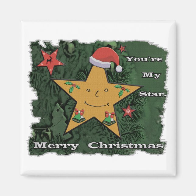 Imán Estrella de pan de jengibre navideño (Frente)