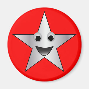 Imán Estrella de plata con la cara sonriente
