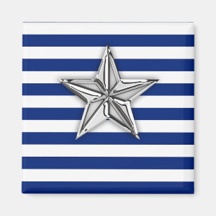 Imán Estrella de plata náutica en franjas azules