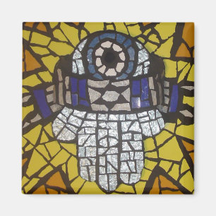 Imán Estrella de plata Tallit de Hamsa del mosaico y