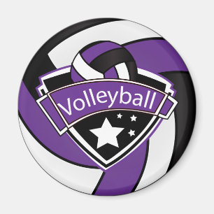 Imán Estrella de voleibol: morado, blanco y negro