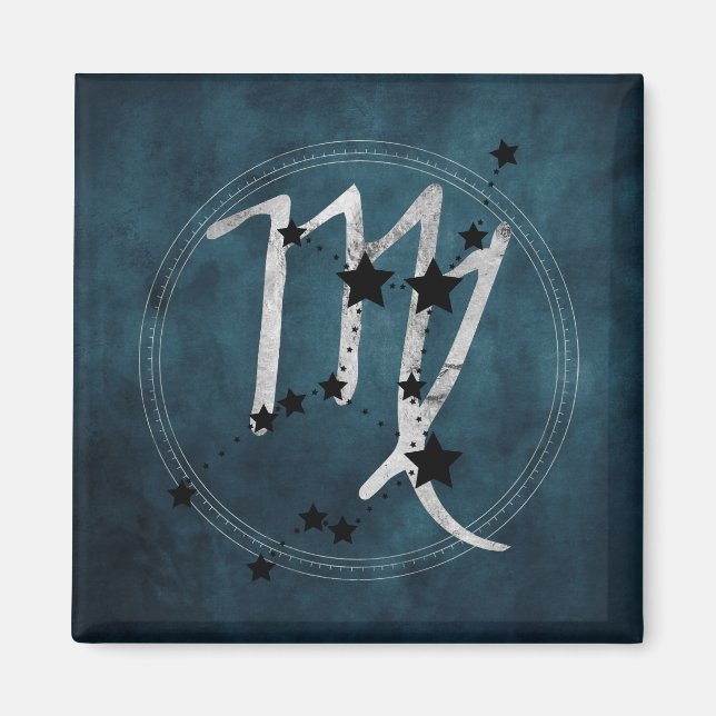 Imán Estrella de zodiaco negro y plata virgo mag verde  (Frente)