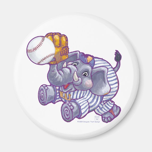 Imán Estrella elefante de béisbol (Frente)