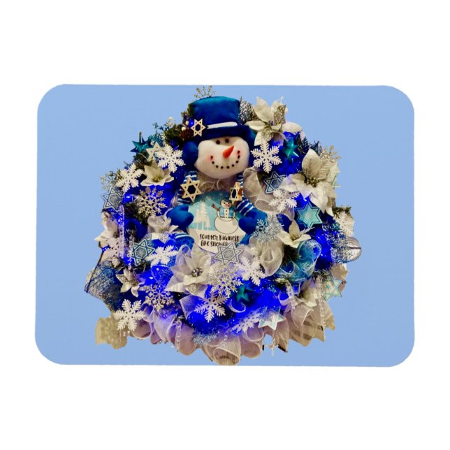 Imán Estrella Hanukkah moderna de David Snowman Wreath (Horizontal)