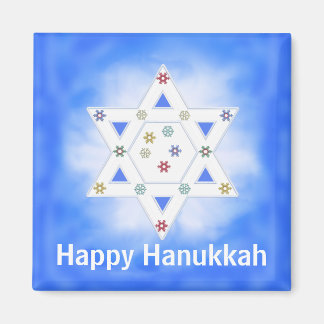 Imán Estrella Hanukkah y copos de nieve azul
