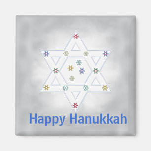Imán Estrella Hanukkah y gris de copas de nieve