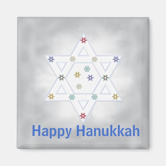 Imán Estrella Hanukkah y gris de copas de nieve (Frente)