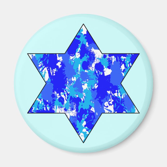 Imán Estrella judía azul para pintar (Frente)