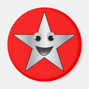 Imán Estrella plateada con cara sonriente