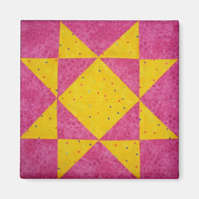 Imán Estrella rosa de los imanes QuilBlock (Frente)