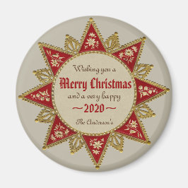 Imán Estrella victoriana de Navidades de oro rojo de 16