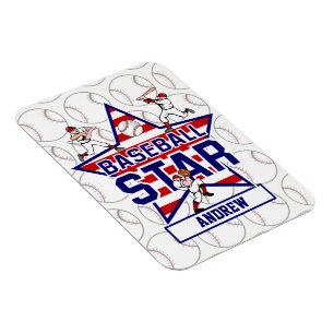 Imán Estrella y rayas de béisbol personalizadas