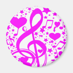 Imán Estrellas, corazones y las notas musicales - Pink_