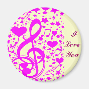 Imán Estrellas, corazones y las notas musicales - Pink_