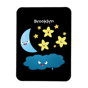 Imán Estrellas de canto, personalizado de luna y nube