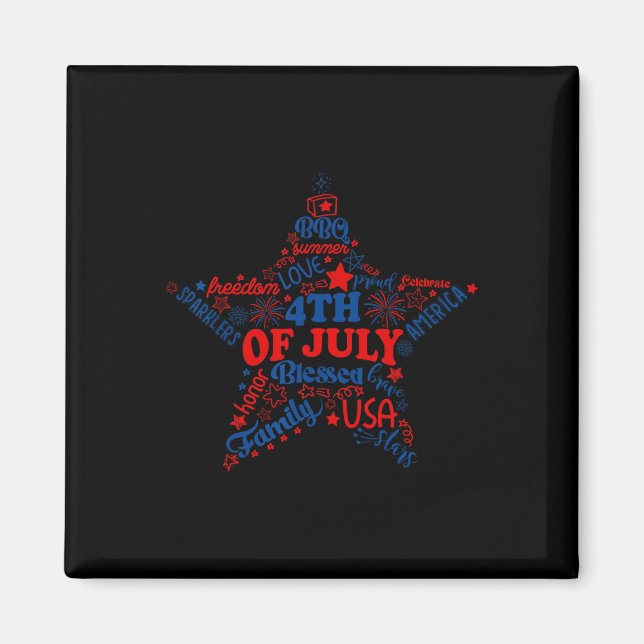 Imán Estrellas De Fuegos Artificiales 4 De Julio Día Pa (Frente)