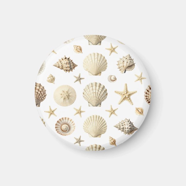 Imán Estrellas de Mar y Conchas de la Costa Patrón Sin  (Frente)