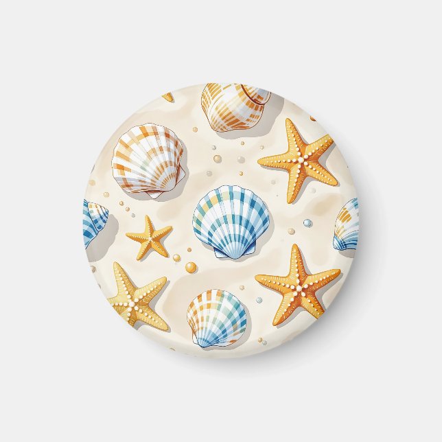 Imán Estrellas de Mar y Conchas de Mar Patrón de Playa (Frente)