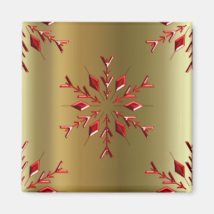 Imán Estrellas de Navidades rojos sobre oro