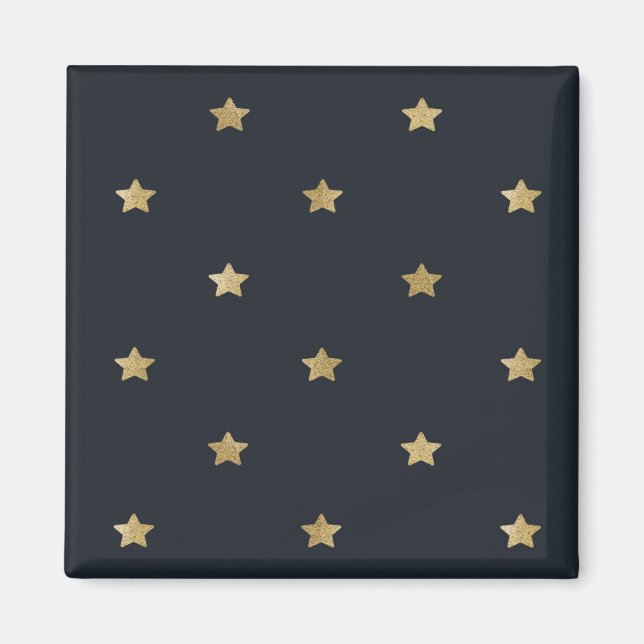 Imán Estrellas de oro en el cielo negro de medianoche (Frente)