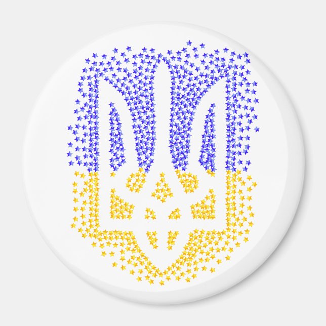 Imán Estrellas de tridente de heraldry de Ucrania (Frente)