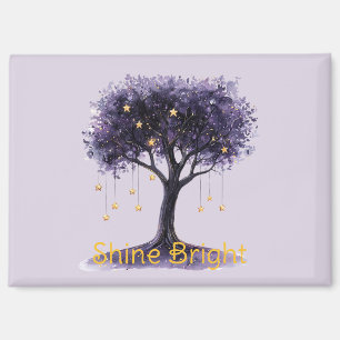 Imán Estrellas Doradas del Árbol Púrpura Brillan Fuerte
