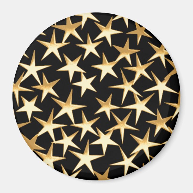 Imán Estrellas doradas sobre fondo negro (Frente)