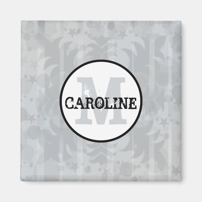 Imán Estrellas grises plateadas estrellas modernas de D (Frente)