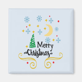 Imán Estrellas, luna, copos de nieve y Feliz Navidad, Z