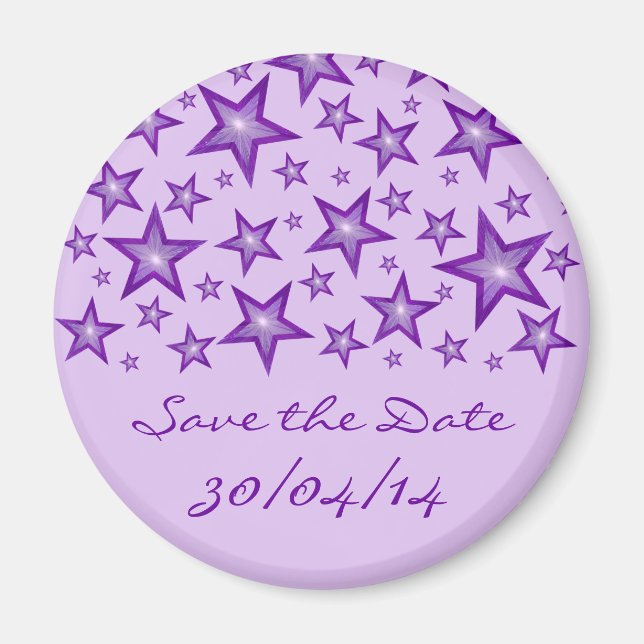 Imán Estrellas moradas "Salva la fecha" morado pálido (Frente)