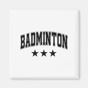 Imán Estrellas Negras de Bádminton Texto Clic Retro Var