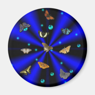 Imán Estrellas, perlas y mariposa en negro y azul