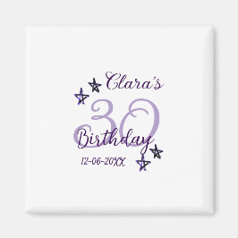 Imán Estrellas purpurinas moradas 30 años retro moderno