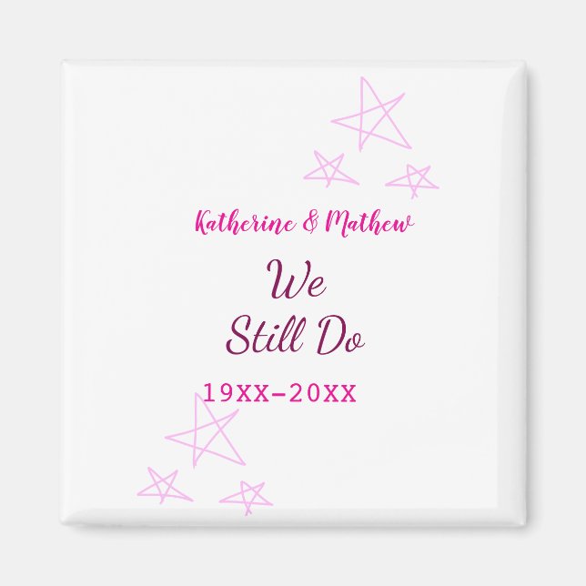 Imán Estrellas rosas Renovación de votos boda de aniver (Frente)