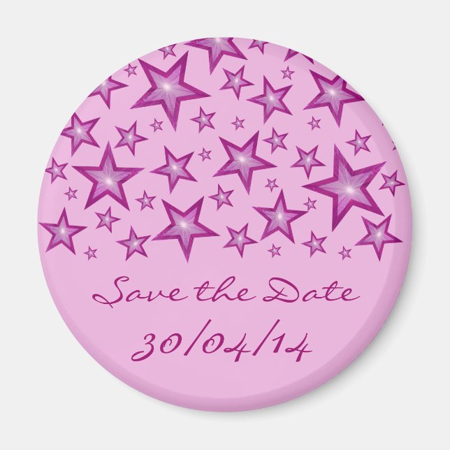 Imán Estrellas rosas "Salven la fecha" rosa pálido (Frente)