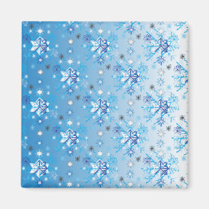 Imán Estrellas y copos de nieve en blanco y azul intrin