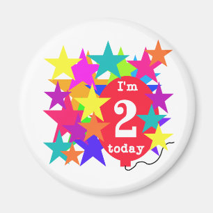 Imán Estrellas y globos camisetas de segundo cumpleaños