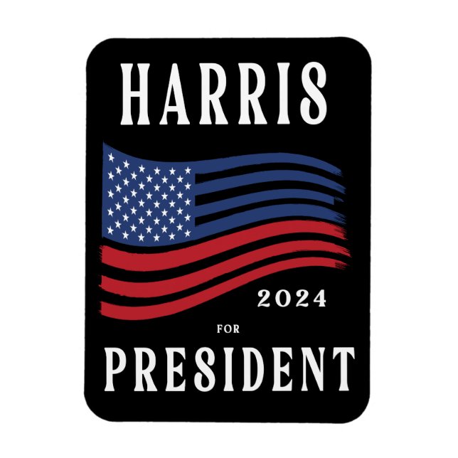 Imán Estrellas y rayas Kamala Harris por la presidencia (Vertical)