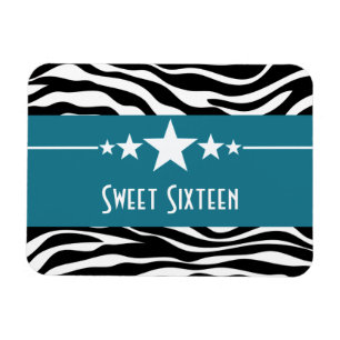 Imán Estrellas Zebra Print Sweet 16 Magnet, Azul