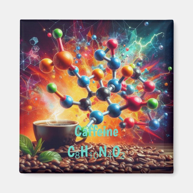Imán Estructura de cafeína molecular - Café de arte cie (Frente)