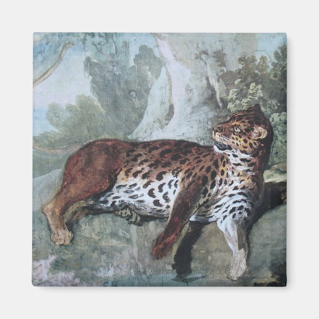 Imán Estudio de un leopardo (por Jean-Baptiste Oudry) (Frente)