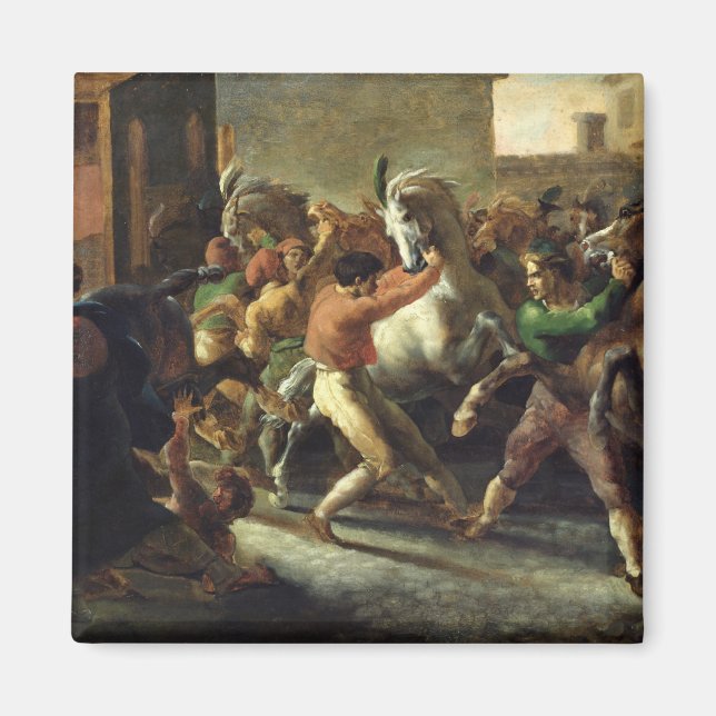 Imán Estudio para la raza de los caballos bárbaros, 181 (Frente)