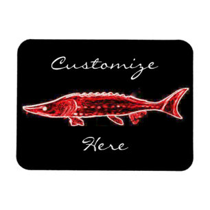 Imán esturión rojo en negro