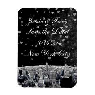 Imán Etched NYC Skyline #2 Negro Con Corazón Save the D